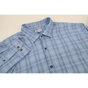 Peter Millar Shirt Mens 3XT Performance Flannel Blue Plaid Long Sleeve Size 3XLT